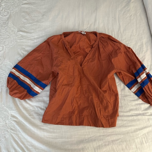 Sundry Varsity Stripe Blouse Brick - Picture 5 of 8